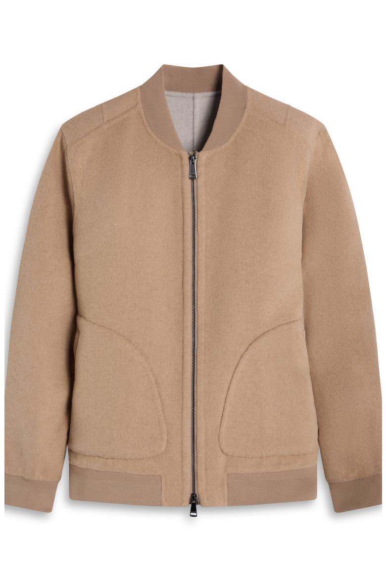 Brushed Wool Blend Bomber Jacket, Alternate, color, CAMEL