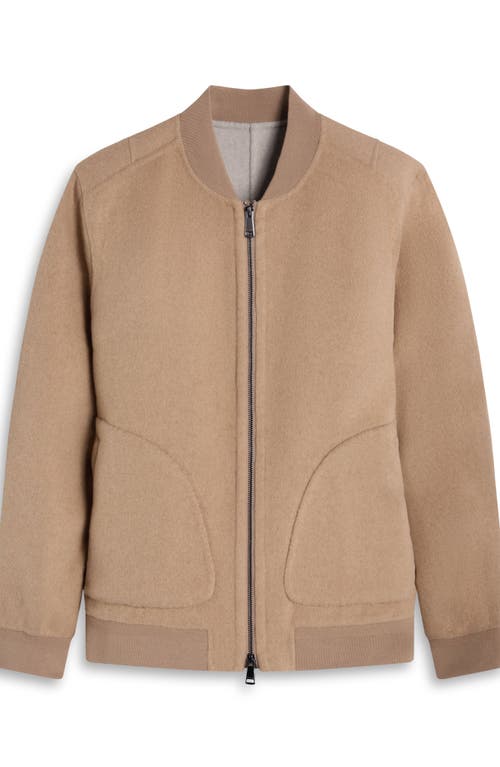 Bugatchi Brushed Wool Blend Bomber Jacket In Brown