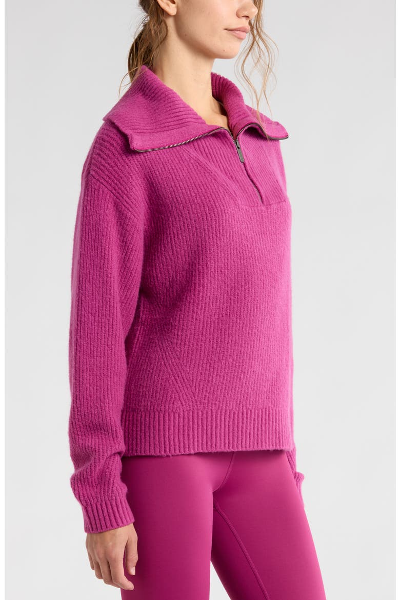 Cozy Quarter Zip Rib Pullover Sweater, Alternate, color, PURPLE BOYSEN