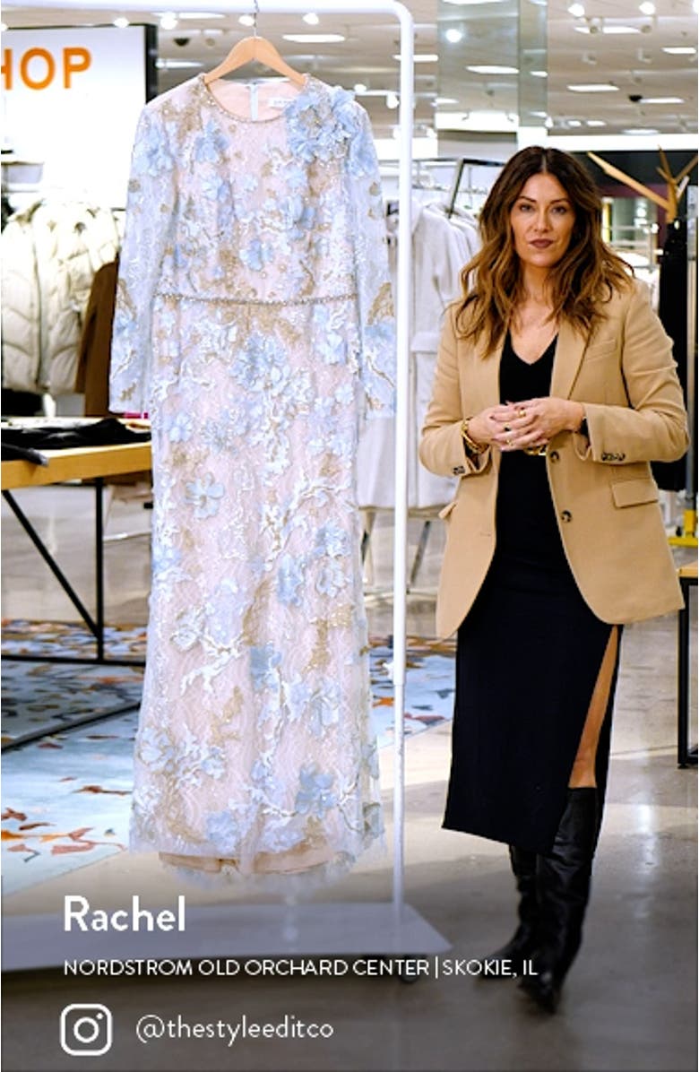 Long Sleeve Embellished Lace Trumpet Gown, sales video thumbnail