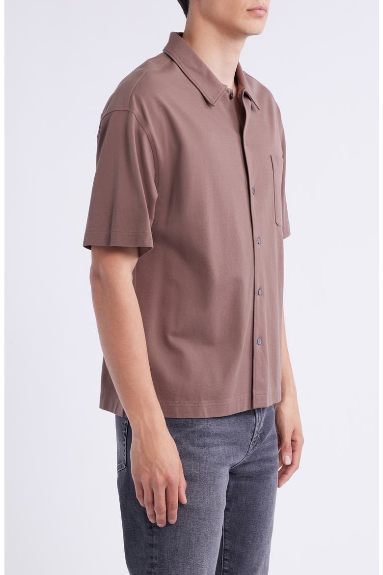 Short Sleeve Piqué Button-Up Shirt, Alternate, color, MAUVE