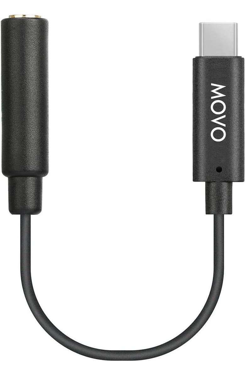 MOVO UCMA-1 Female 3.5mm TRS Microphone Adapter Cable to USB Type-C Connector Dongle, Main, color, Black