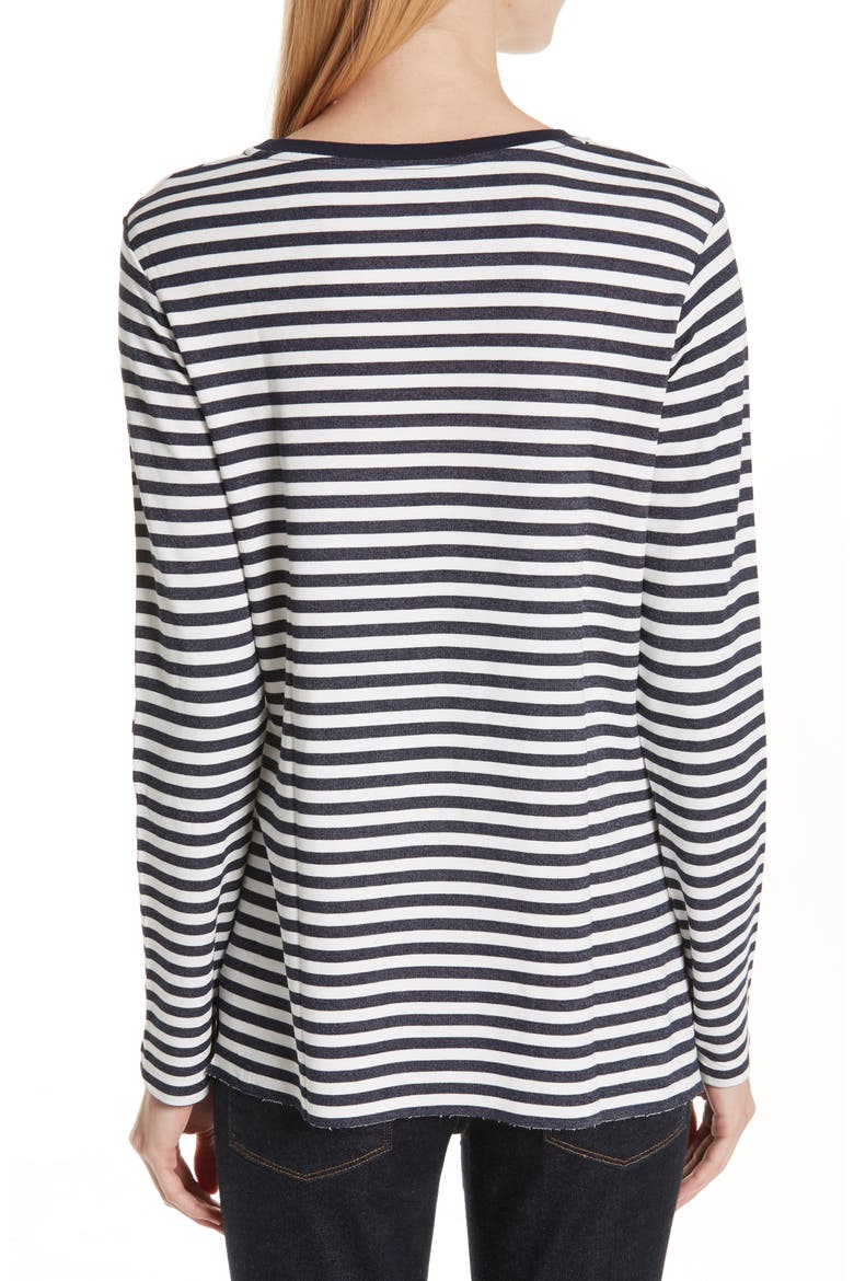 Stripe French Terry Top, Alternate, color, MILK/ MARINE