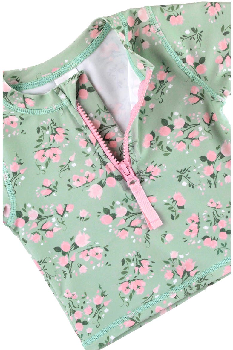Kids' Long Sleeve Two-Piece Swimsuit & Headband Set, Alternate, color, GREEN