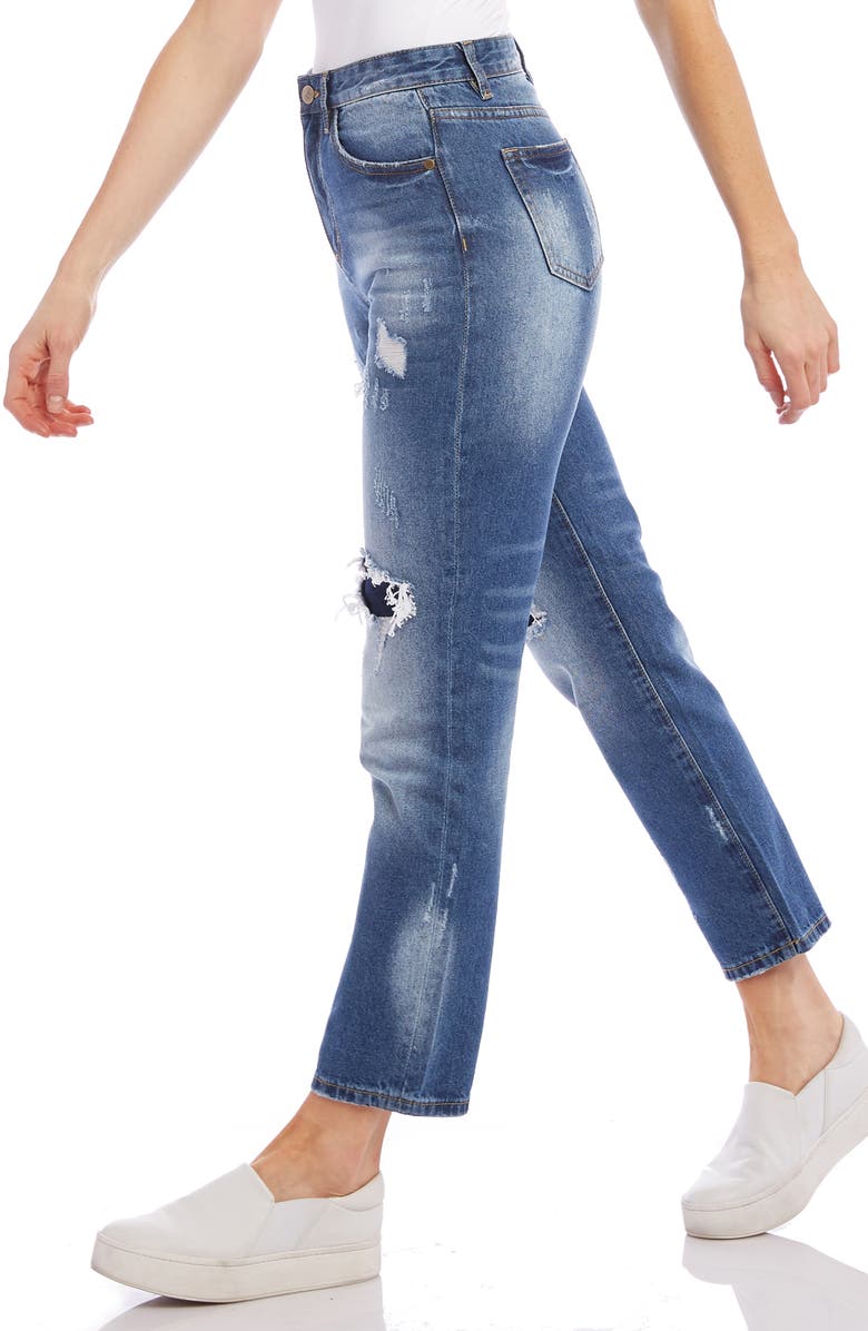 Karen Kane Ripped High Waist Girlfriend Jeans, Alternate, color, 