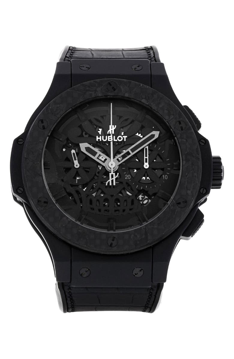 Watchfinder & Co. Hublot Preowned 2017 Big Band Automatic Leather Strap Watch, 44mm, Main, color,