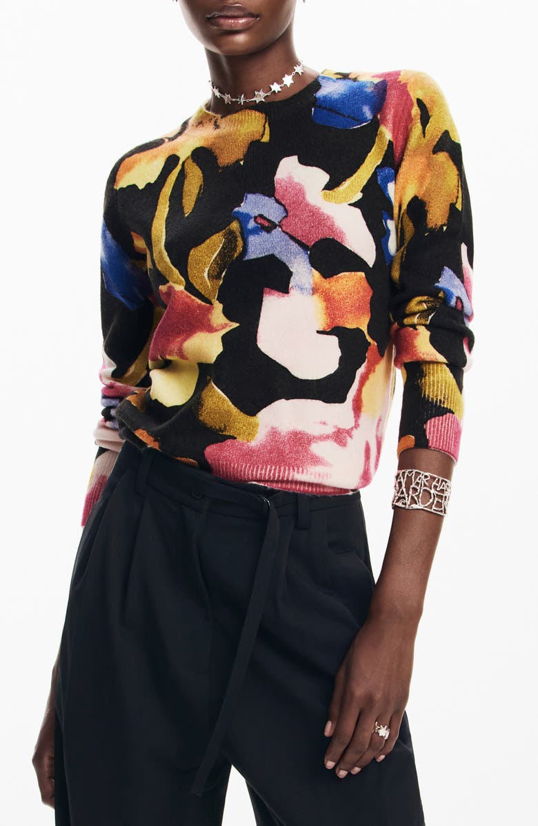 Desigual Abbotsford Floral Crewneck Sweater, Main, color,
