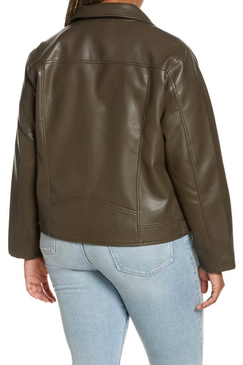 Faux Leather Moto Jacket, Alternate, color, SECRET MEADOW OLIVE