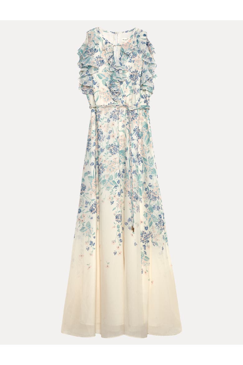 Rachel Floral Ruffle Detail Maxi Dress, Alternate, color, Ivory