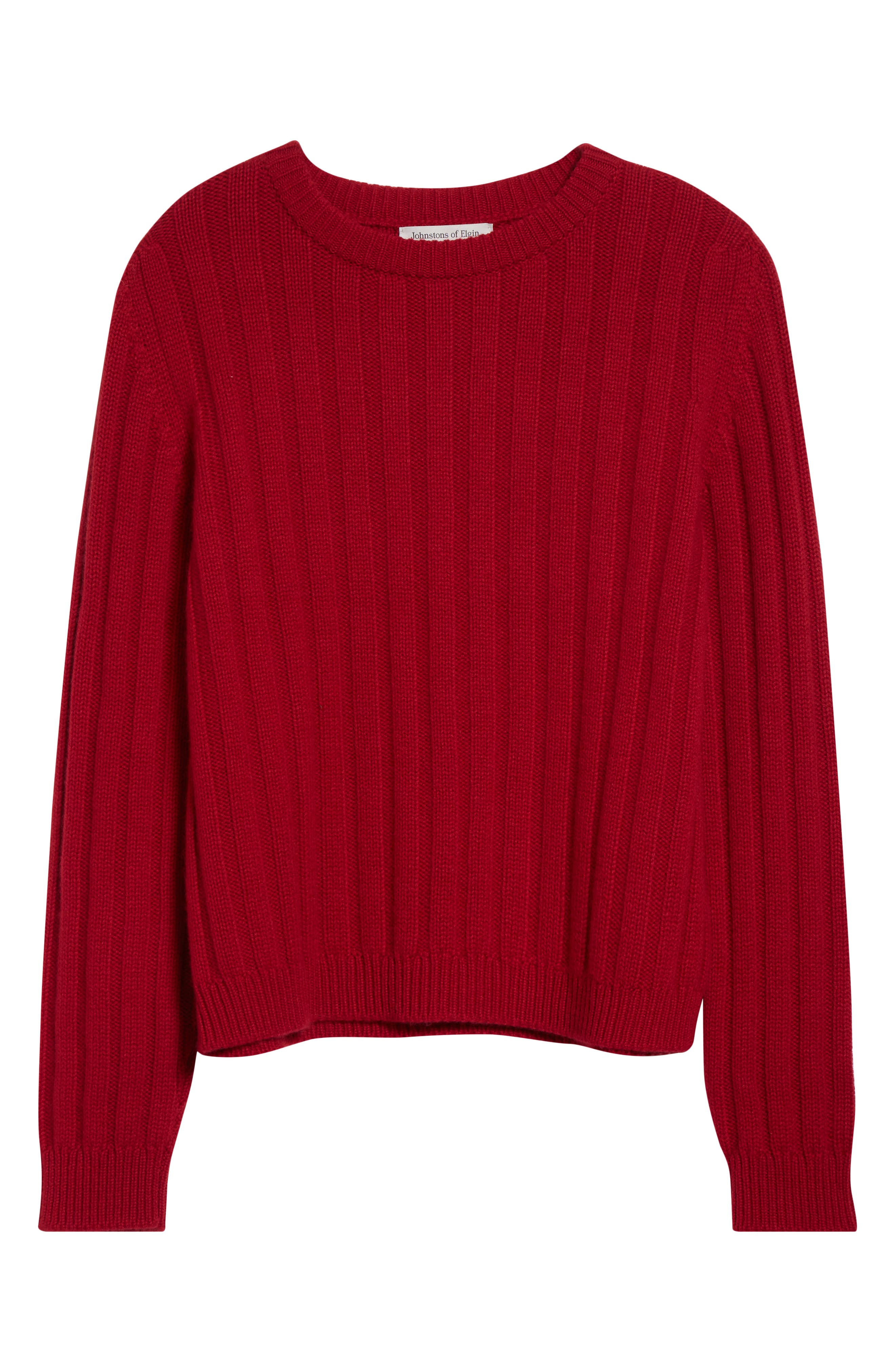 Johnstons Of Elgin Lecht Cashmere Rib Crewneck Sweater In Red