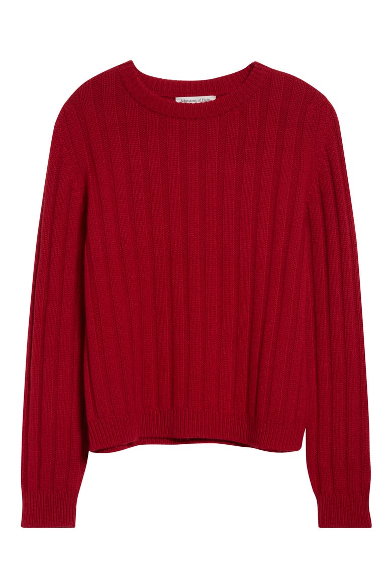 Lecht Cashmere Rib Crewneck Sweater, Alternate, color, CLARET