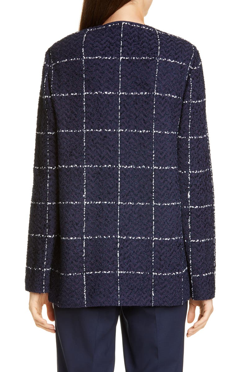 St. John Collection Herringbone Grid Knit Jacket, Alternate, color,