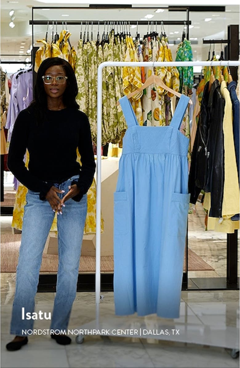 Cotton Poplin Cutout Back Empire Midi Dress, sales video thumbnail