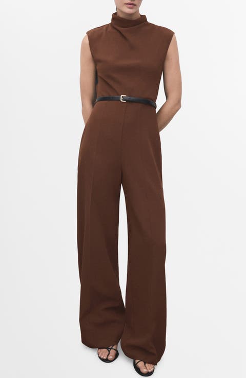 Drape Neck Belted Jumpsuit (Regular & Plus)
