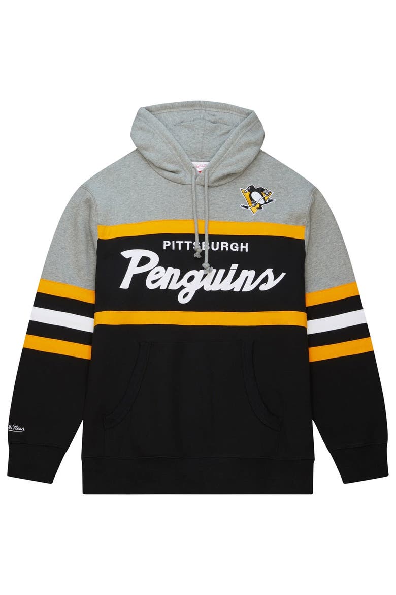 Men's Mitchell & Ness Black/Gray Pittsburgh Penguins Head Coach Pullover Hoodie, Alternate, color, Black