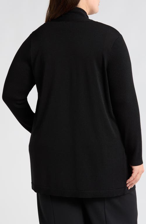 Anne Klein Sonoma Rib Trim Cardigan In Anne Black