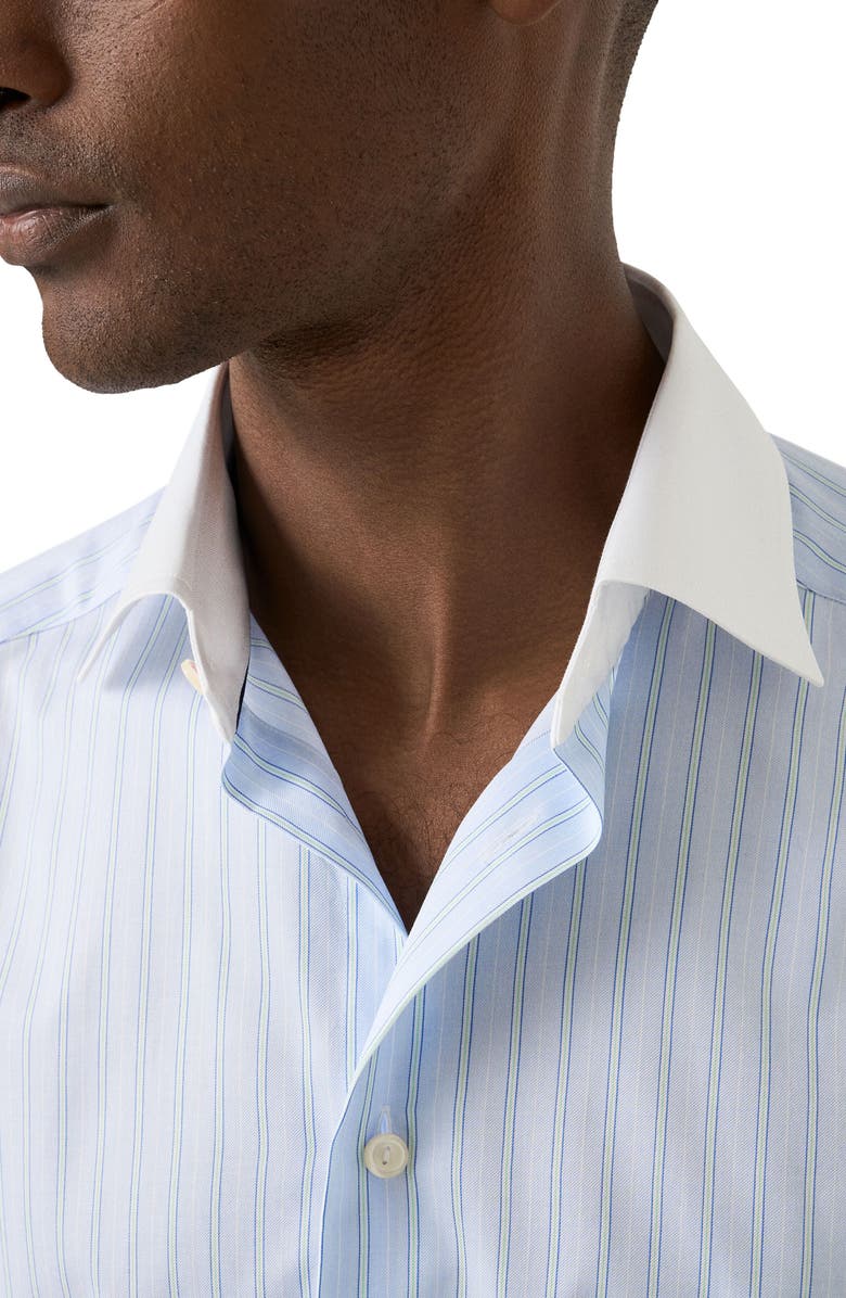 Eton Slim Fit Stripe Dress Shirt, Alternate, color, Light Blue
