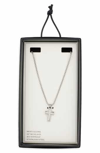NORDSTROM RACK Men's Waterproof Small Cross CZ Pendant Necklace