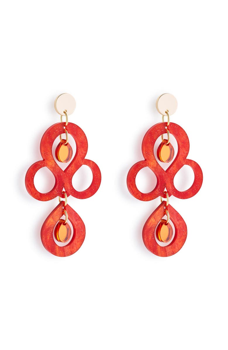 Toolally Petite Batik Earrings - Sienna Red & Orange Mirror, Main, color, Sienna Red & Orange Mirror