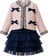 Mia Belle Girls Bow Bliss Cute Jacket and Tulle Skirt Set