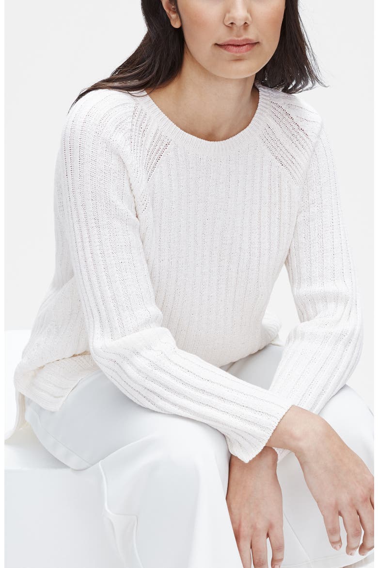 Round Neck Ribbed Pullover, Alternate, color, IVORY