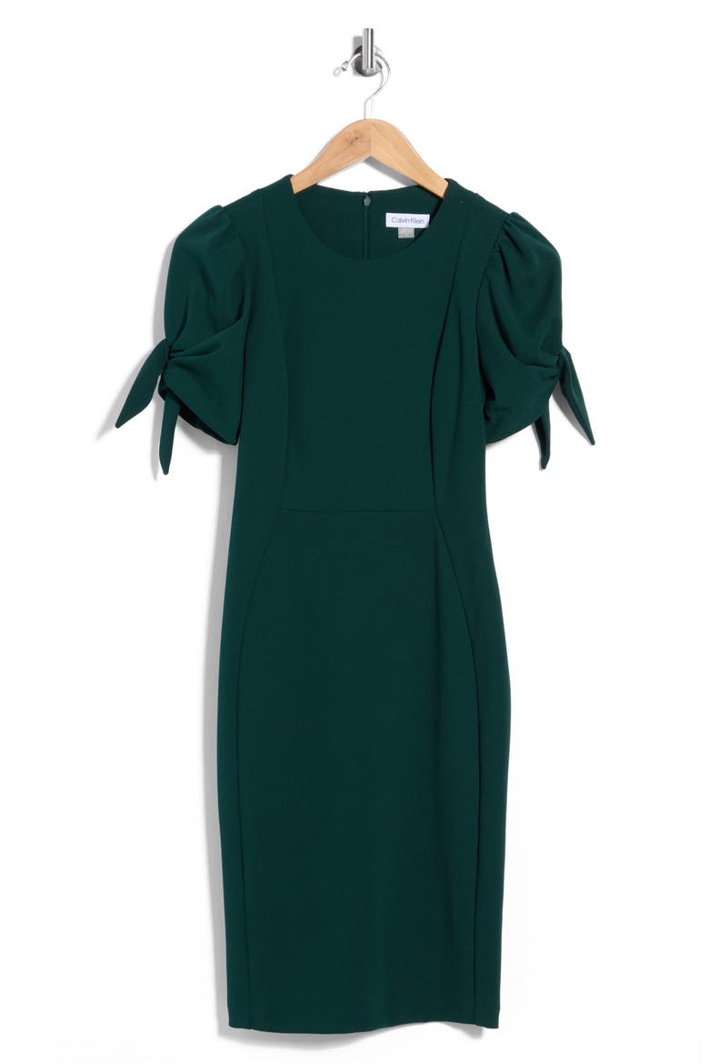 Puff Sleeve Sheath Dress, Main, color, MALACHITE