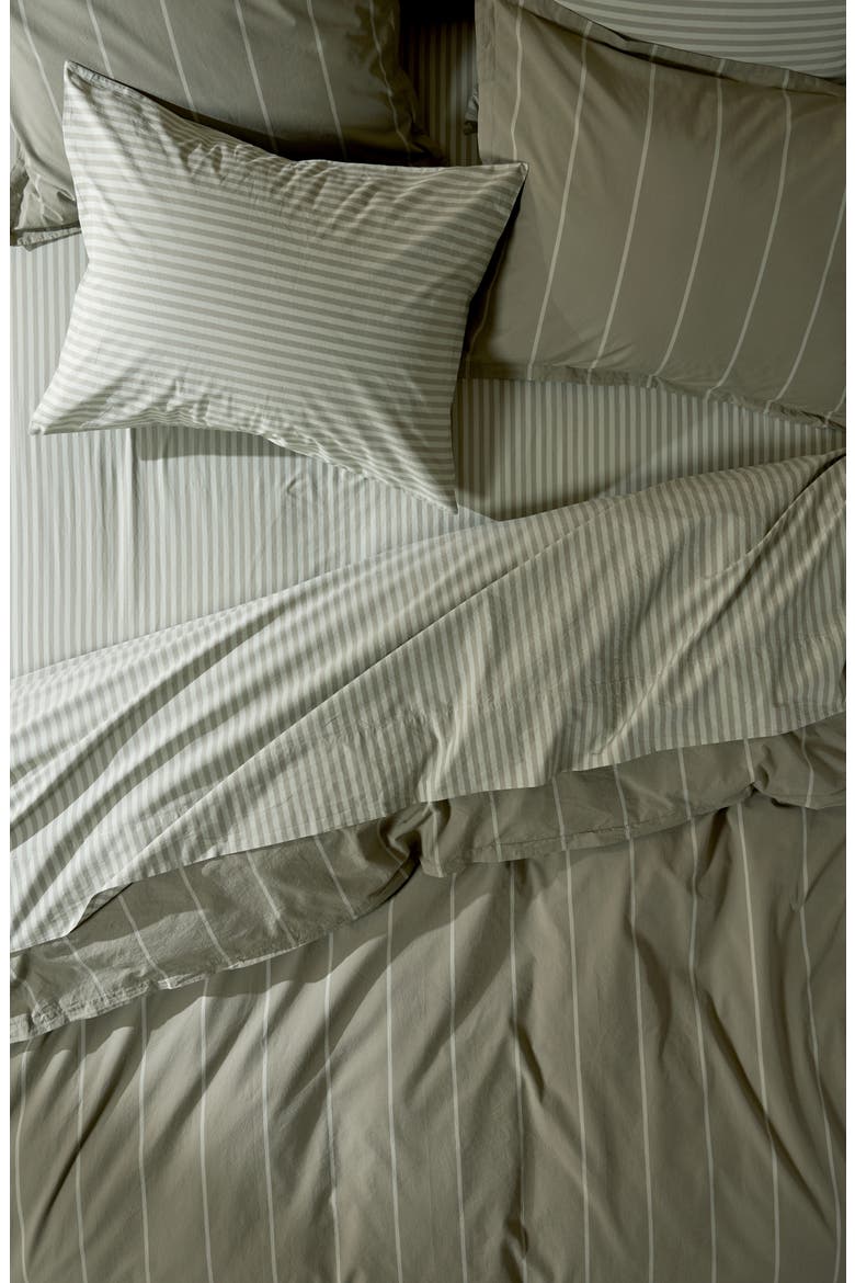 Percale Top Sheet, Alternate, color, MOSS STRIPE