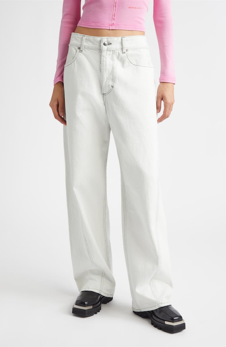 Eckhaus Latta Bend Twisted Seam Jeans, Main, color, Chalk