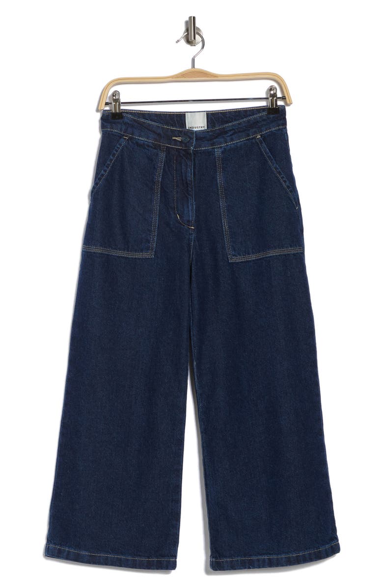 INDUSTRY REPUBLIC CLOTHING Utility Pocket Crop Wide Leg Pants, Alternate, color, Dark Denim