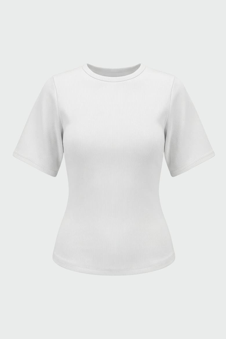 Reanne Ribbed Sculpted Crew-Neck Tee, Alternate, color, White