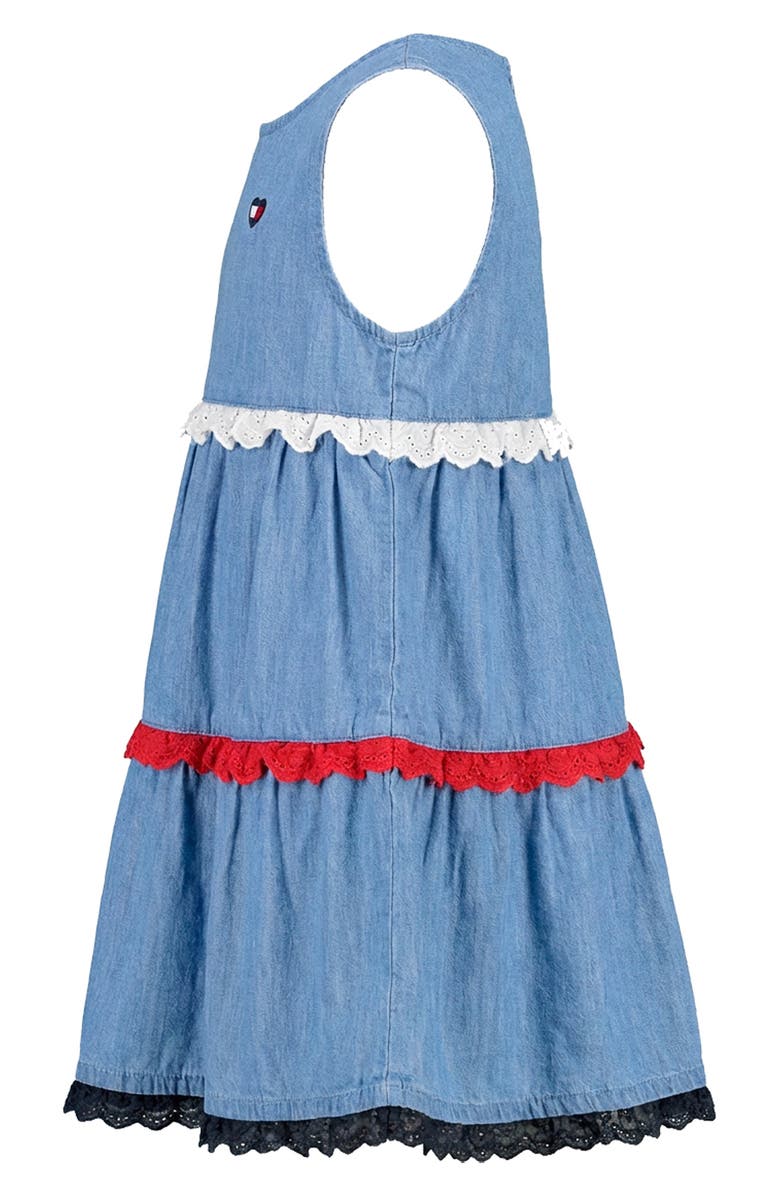 Tommy Hilfiger Tiered Denim Dress, Alternate, color, Blue