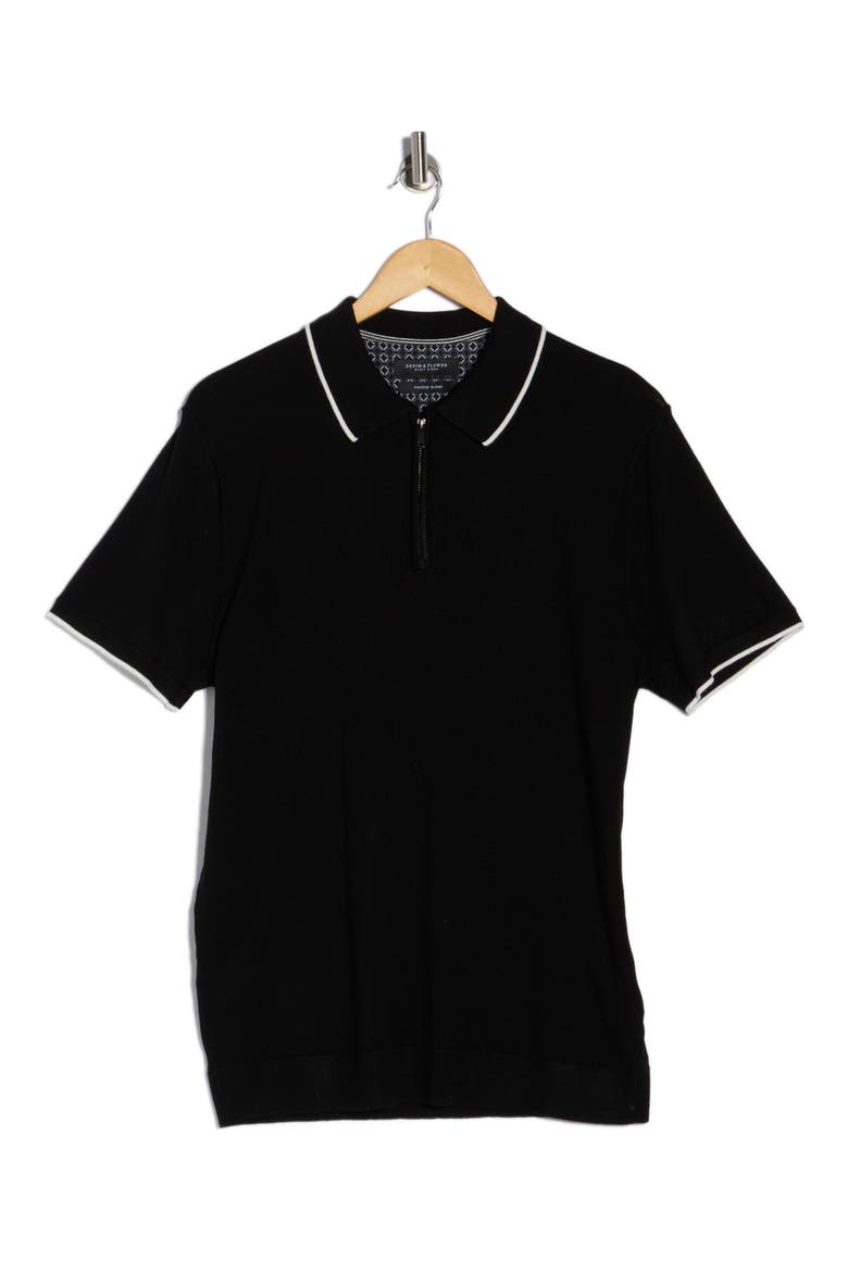 Quarter Zip Polo Sweater, Alternate, color, BLACK