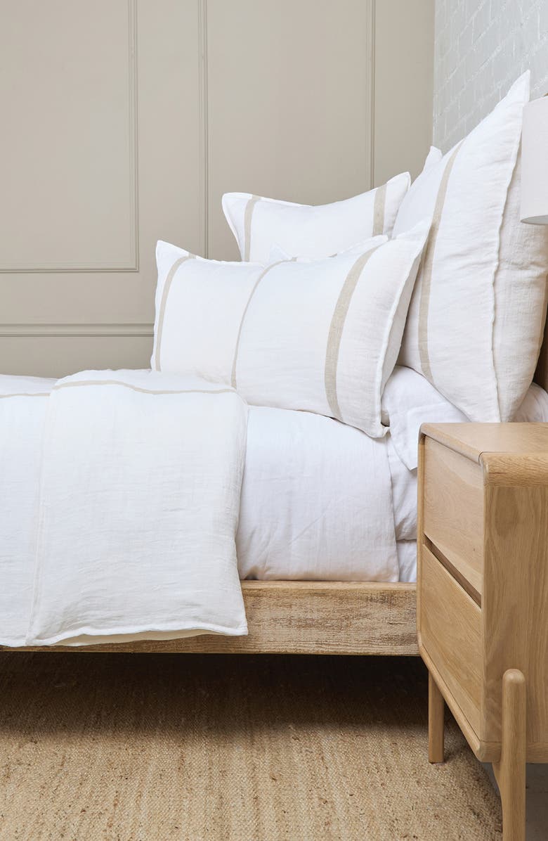 Pom Pom at Home Rory Linen Euro Pillow Sham, Alternate, color, White/ Flax