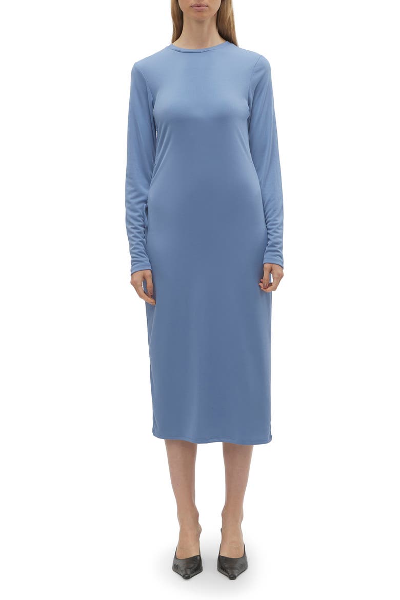 Phine Long Sleeve Rib Jersey Dress, Alternate, color, CORONET BLUE