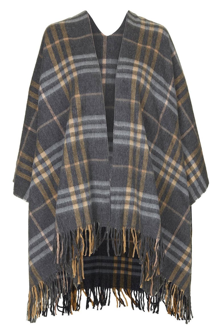 Check Poncho, Alternate, color, GREY