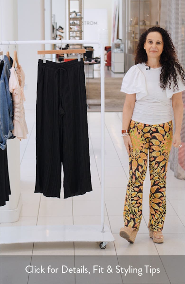 Crinkle Pleat Wide Leg Drawstring Pants, sales video thumbnail