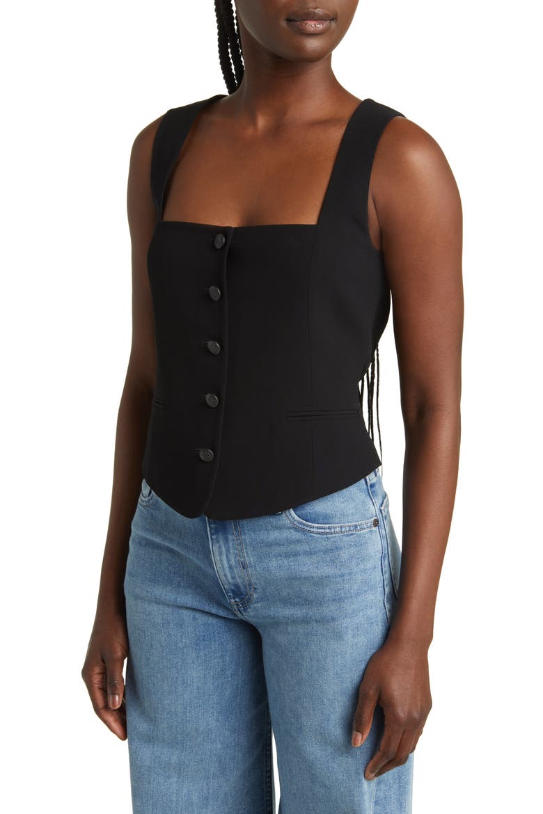 Mariana Crepe Vest, Alternate, color, BLACK