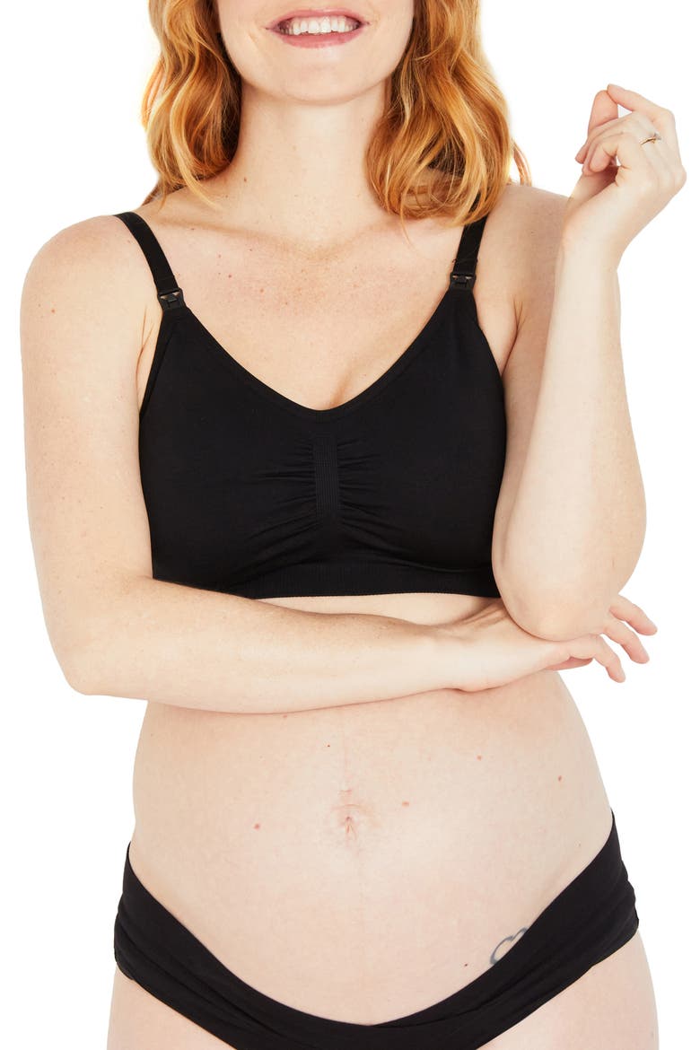 Full Coverage Seamless Maternity/Nursing Bra, Main, color, BLACK