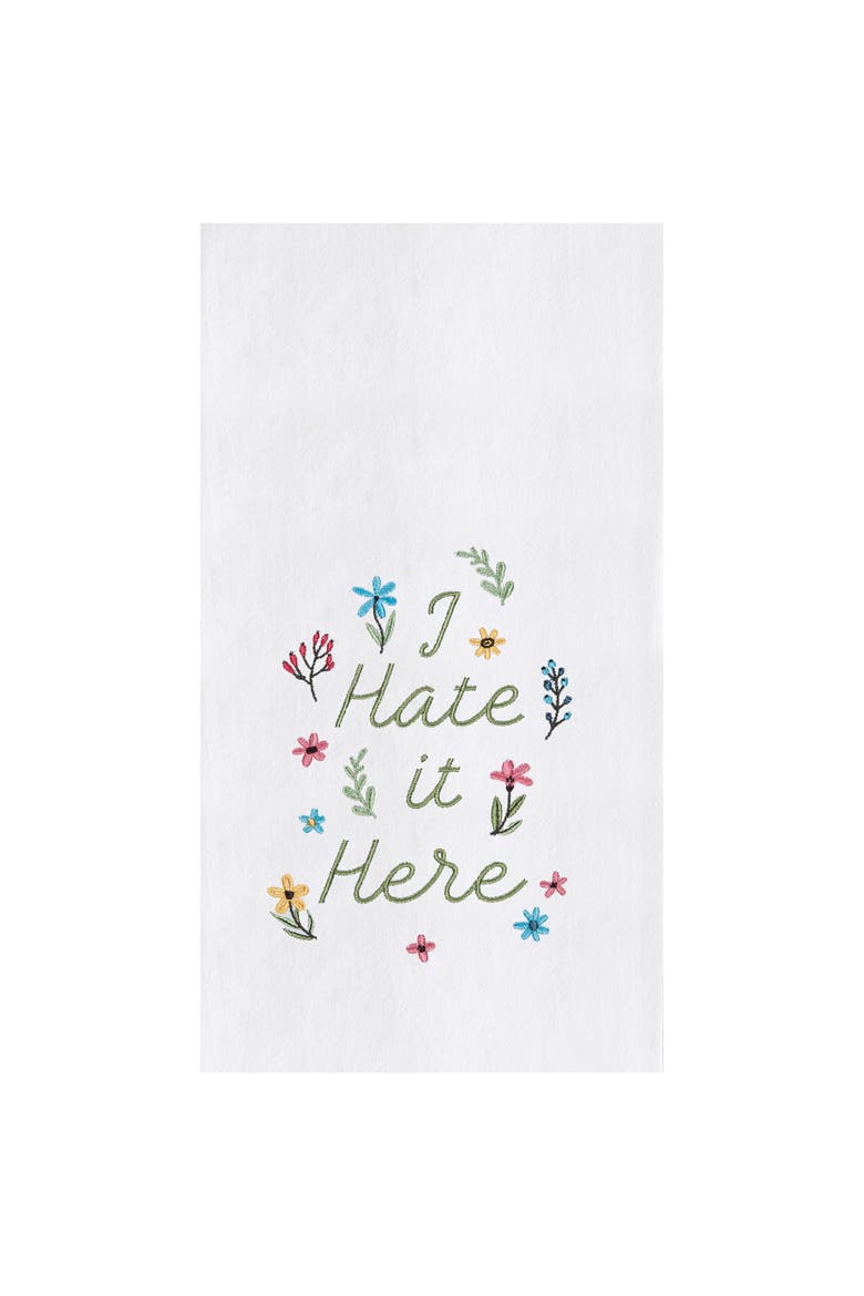 Hate It Here Kitchen and Bathroom Embroidered Hand Towel, Main, color, Green