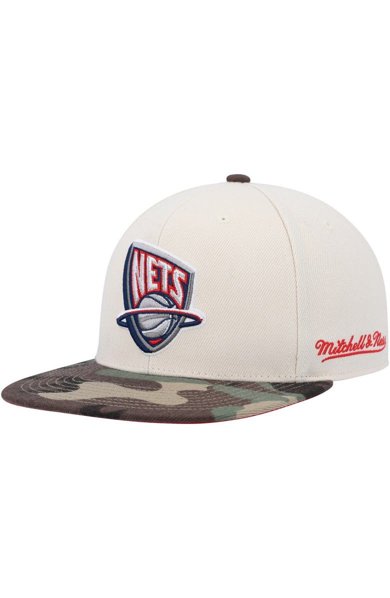 Mitchell & Ness Men's Mitchell & Ness Cream/Camo New Jersey Nets Hardwood Classics 35th Anniversary Off White Camo Fitted Hat, Alternate, color, Camo