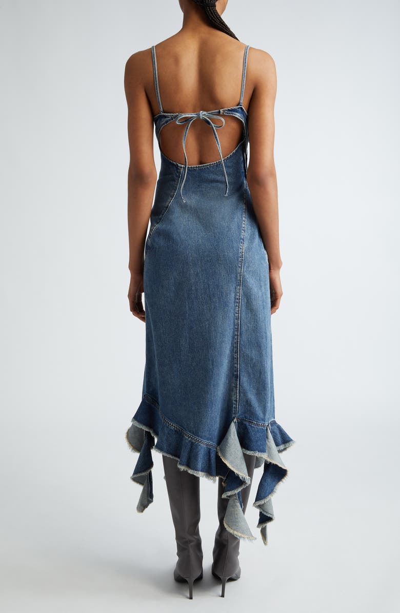 Acne Studios Delouise Detroit Denim Midi Dress, Alternate, color, Mid Blue