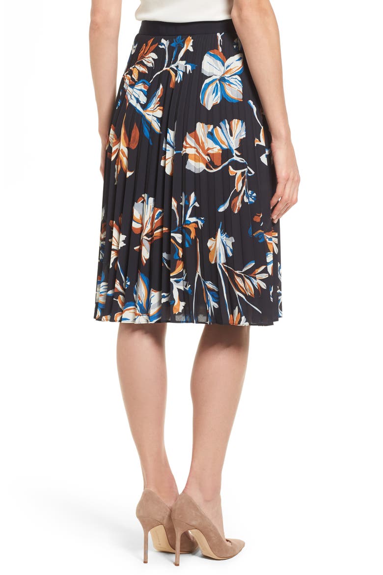 Viplisa Pleated Floral Skirt, Alternate, color, NAVY FANTASY