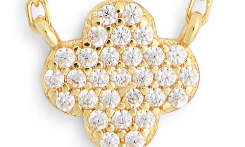Argento Vivo Sterling Silver Pavè Clover Pendant Necklace In Gold