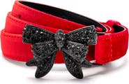Kurt Geiger London Crystal Embellished Bow Velvet Belt