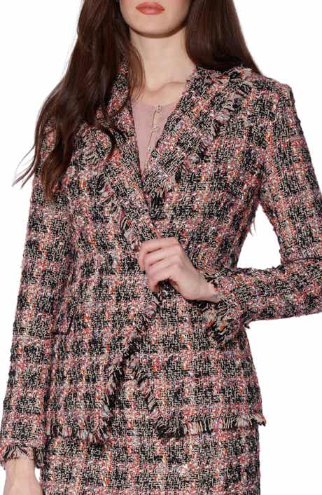 Walter Baker Annalise Fringe Tweed Blazer