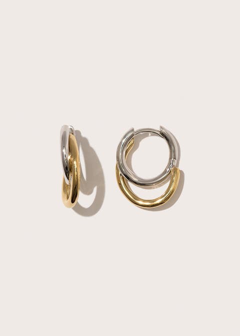Small Mixed Metal Spiralis Hoop Earrings