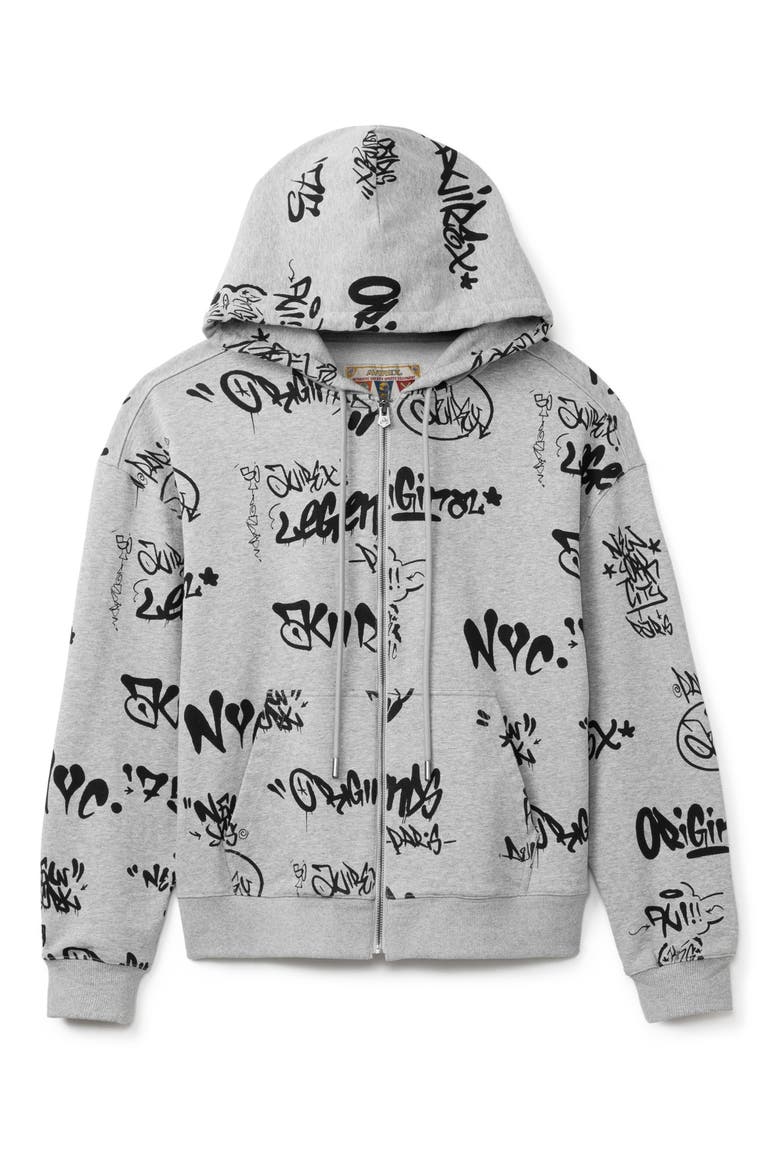 Graffiti Zip Hoodie, Alternate, color, HEATHER GREY