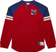 Mitchell & Ness Men's Mitchell & Ness  Red New York Rangers Thermal Henley Long Sleeve T-Shirt