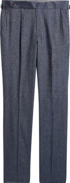 Jack Victor Parma Pleated Linen & Cotton Stretch Twill Dress Pants