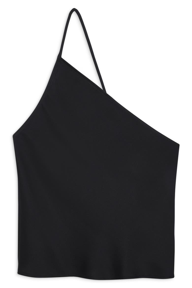 Mandy One-Shoulder Silk Top, Alternate, color, BLACK